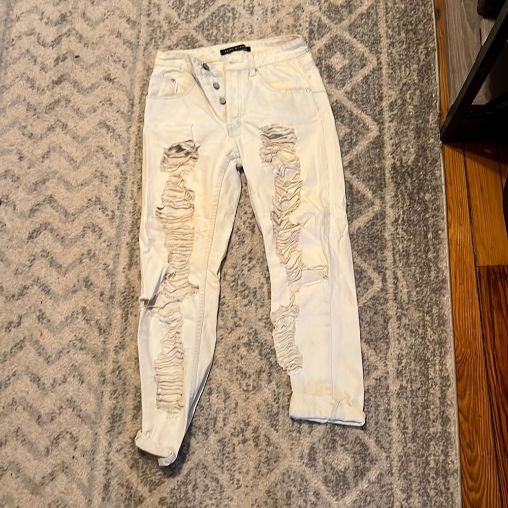 Neon blonde - highwaisted distressed jeans - size 25 a light blue